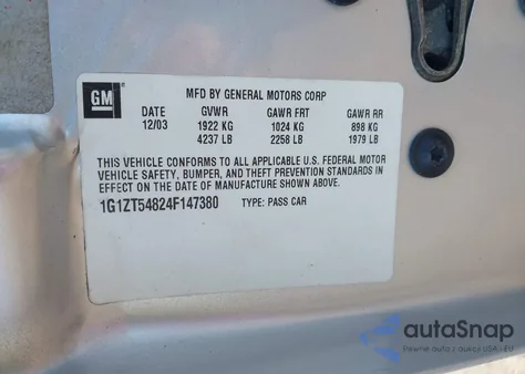 2004 Chevrolet Malibu Ls from USA, damaged, VIN 1G1ZT54824F147380